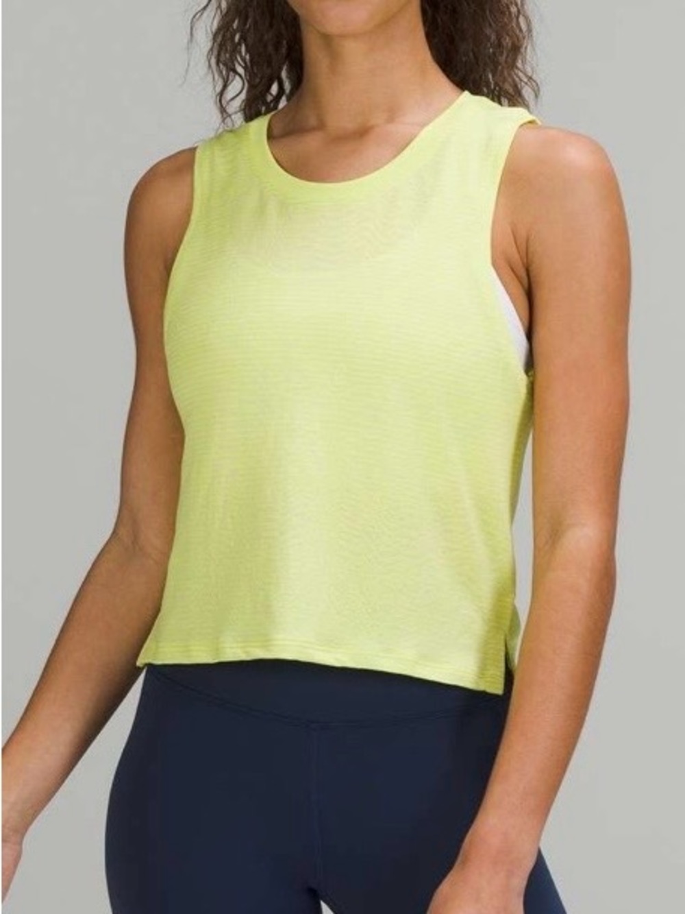 LULULEMON Ripple Wave Electric Lemon‎ Train To Be Tank Top Active Workout Sz 12